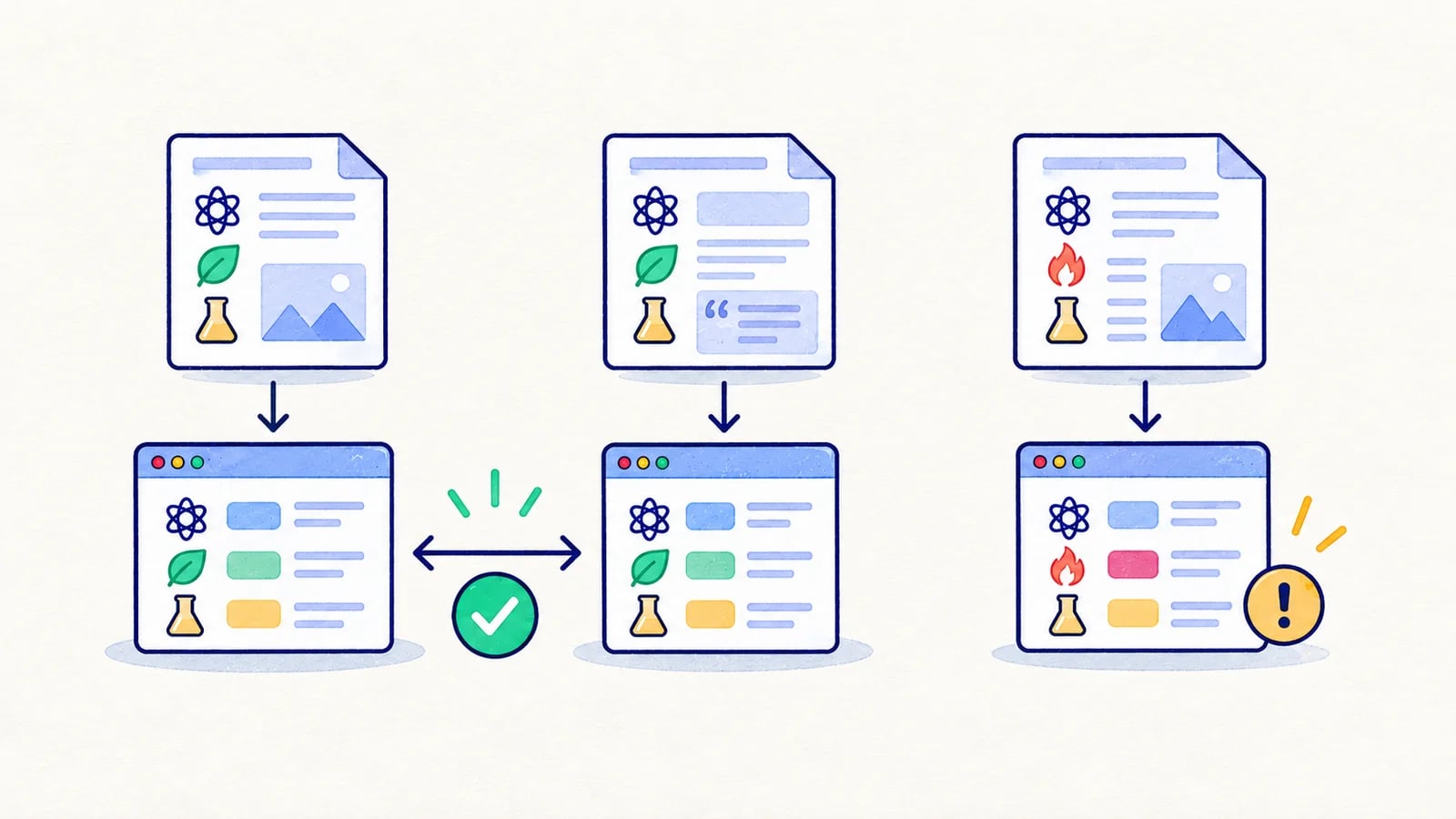 Related invoice inputs produce structured outputs whose preserved and deliberately changed facts are compared.