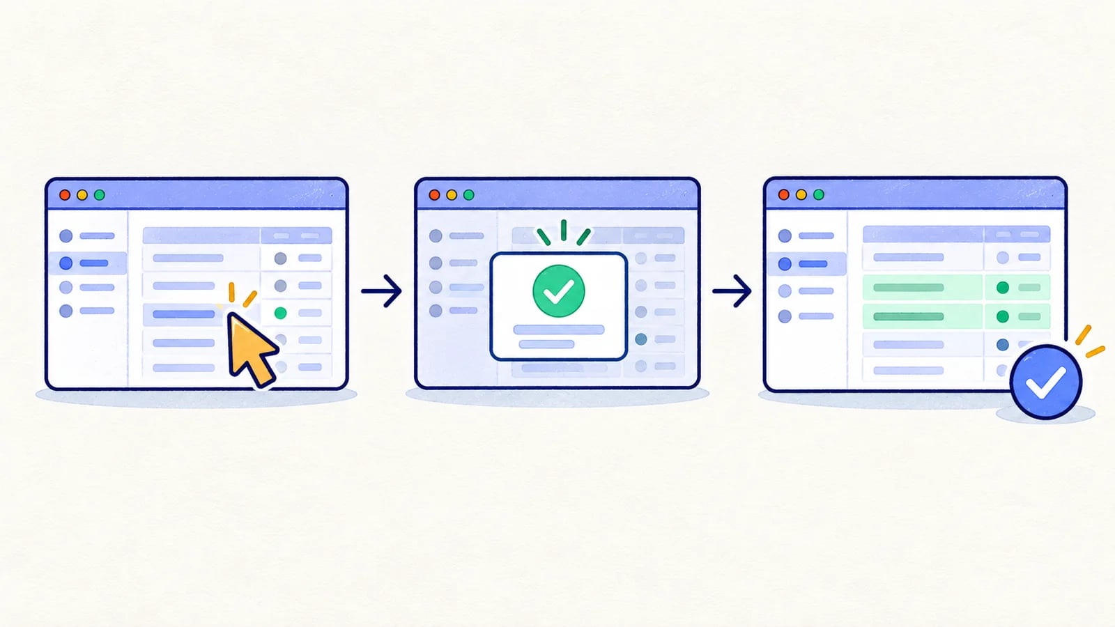 An export click and success notification lead to an opened report whose identity and contents are checked.