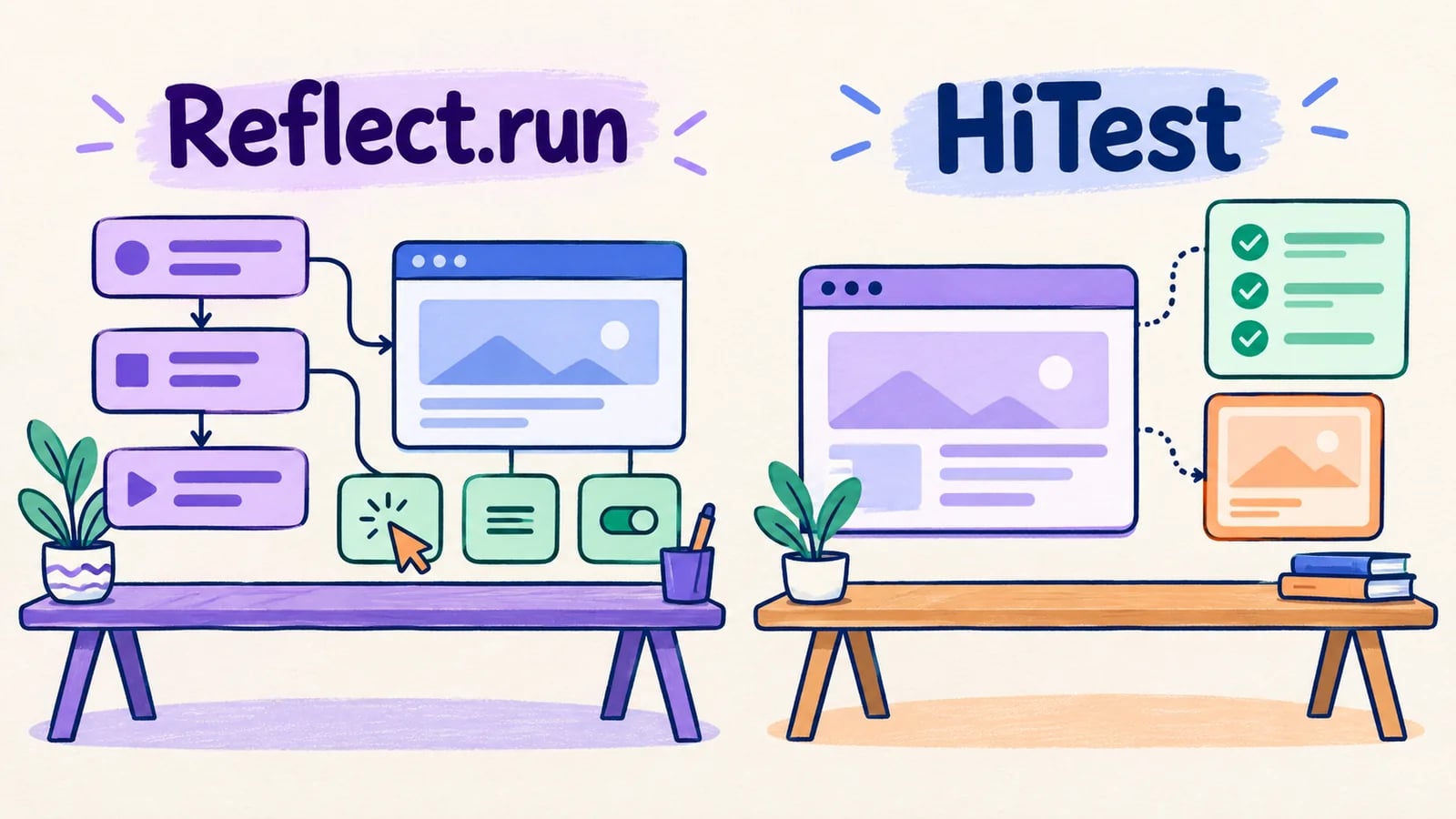 Reflect.run and HiTest testing workspaces shown side by side.