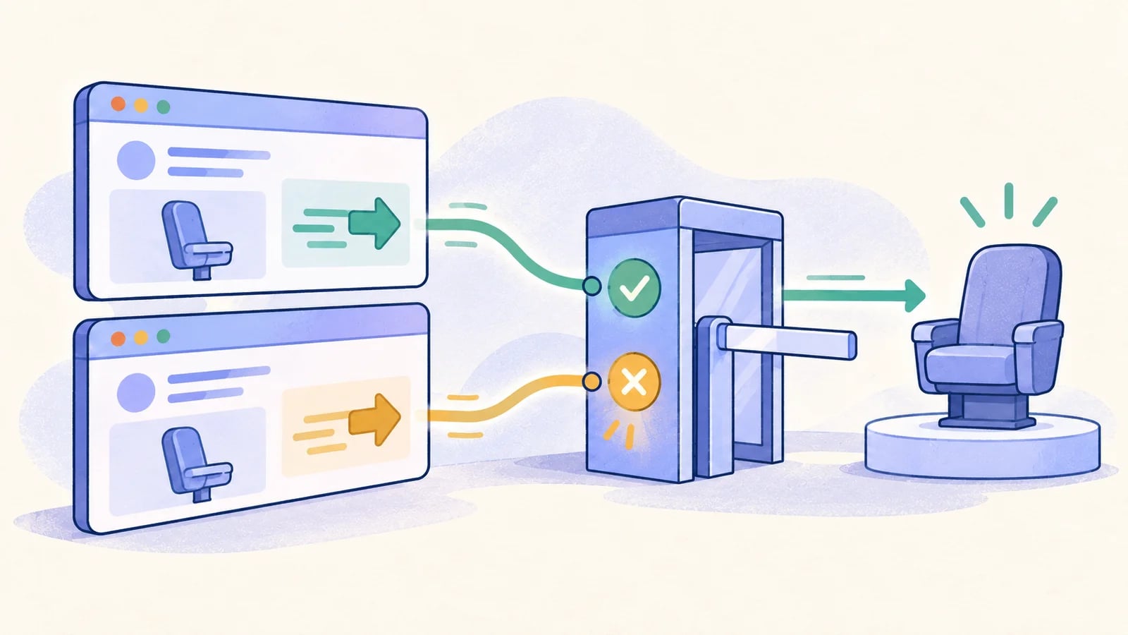 Two browser sessions compete for one remaining member slot, with one successful and one blocked outcome.