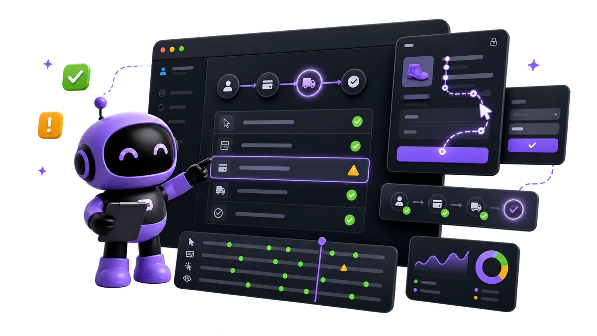 HiTest testing product user journeys in an AI QA workspace